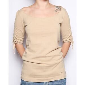 Burberry Tan Cinch Sleeve Tunic Top